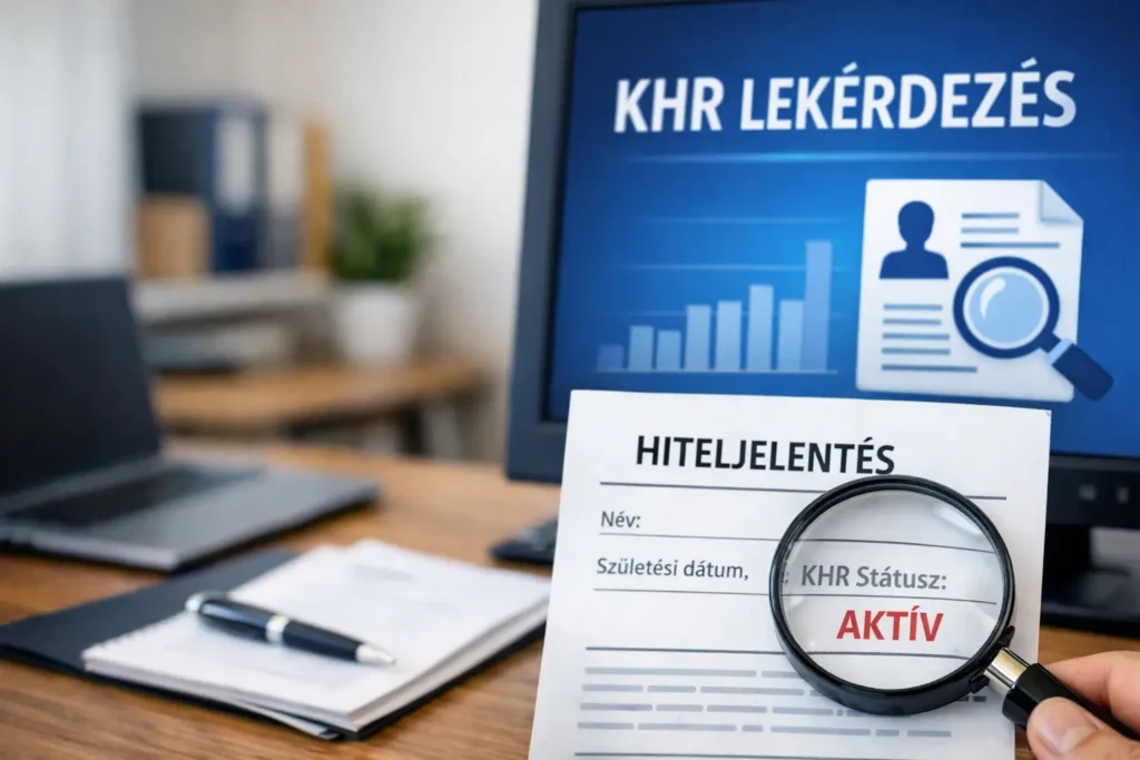 KHR lekérdezés és hiteljelentés nagyítóval kiemelve – hitelképesség ellenőrzése