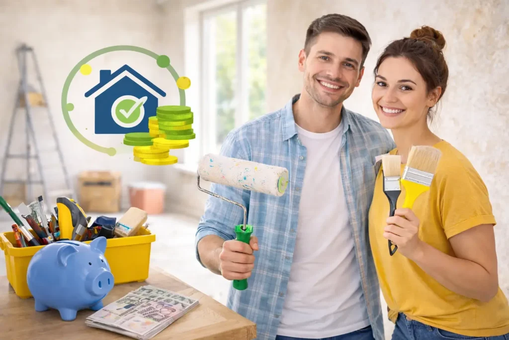 Otthonfelújítási támogatás – fiatal pár lakásfelújítást tervez festőeszközökkel – pozitív döntés