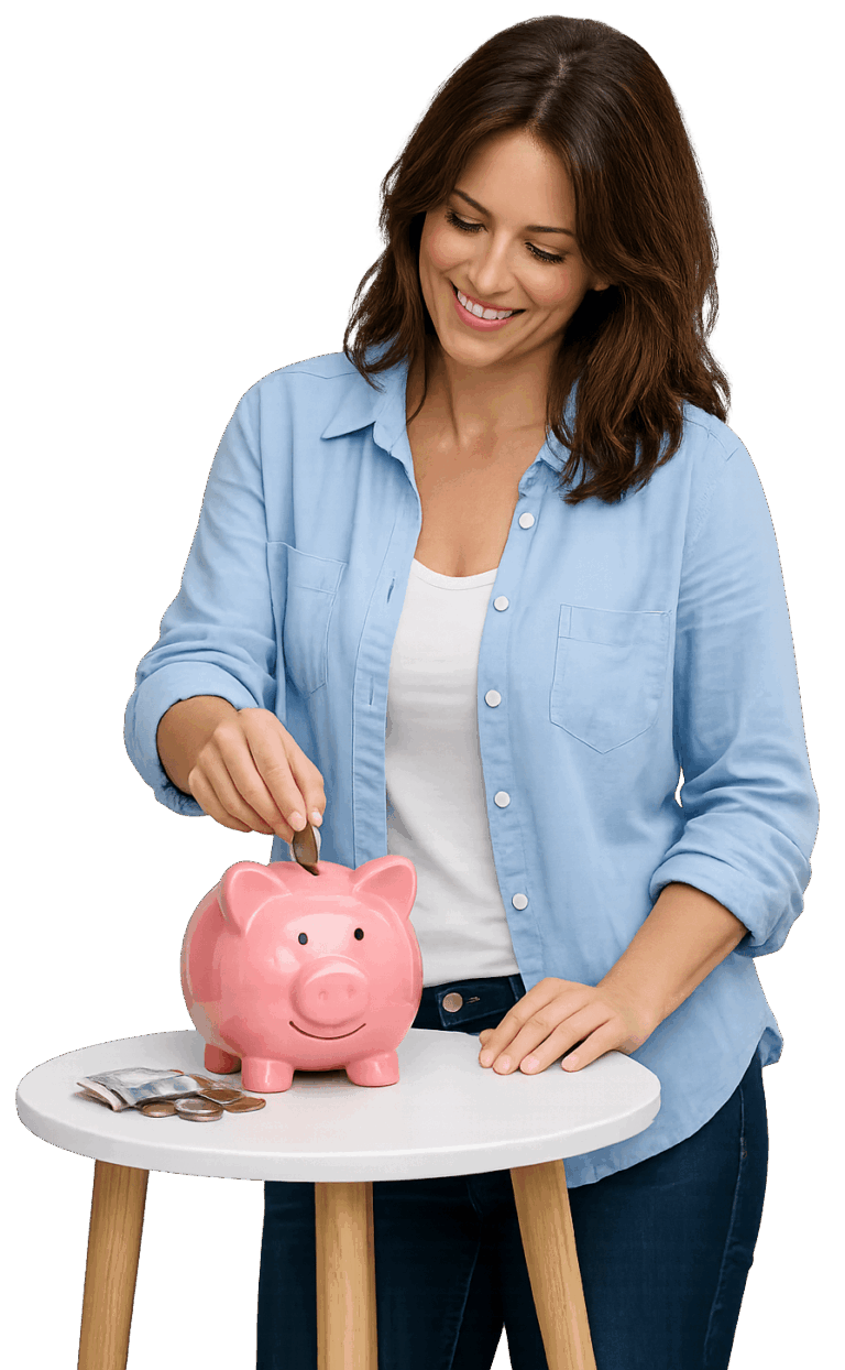 Perszelybe gyűjtögető nő a lakástakarék megkötése előtt